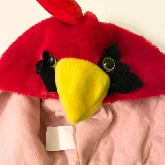 Vintage Kids Red Bird Hood Hat Made in  Taiwan One Size Mask - Picture 6 of 15